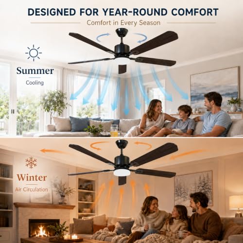 42 Inch Ceiling Fans with Lights and Remote Control (Black / 42 inches)