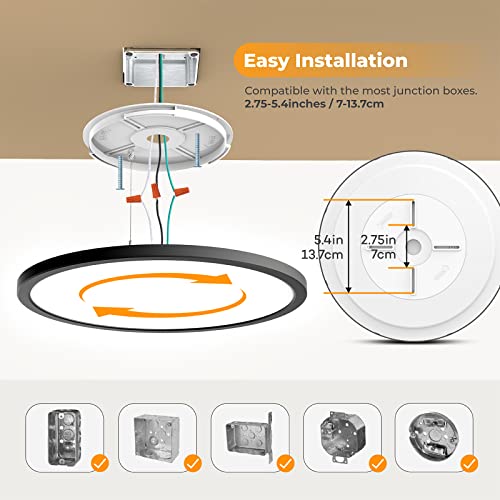 LED Flush Mount Ceiling Light Fixture with Remote Control