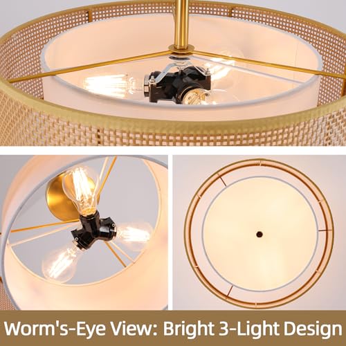 18 inch Bohemian Wicker Flush Mount Ceiling Light