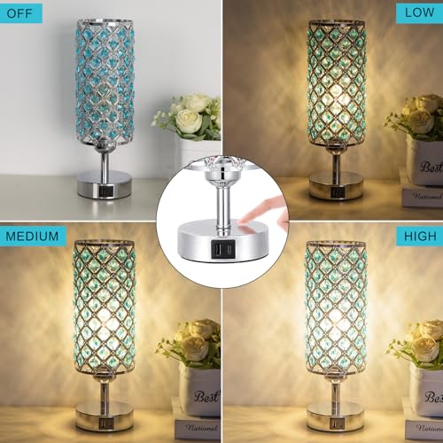 Blue Crystal Bedside Lamp