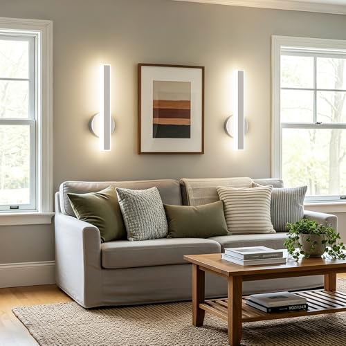 Brushed Nickel Wall Sconce Hardwired Modern LED 18W Wall Sconce Set of Two (2 Count)