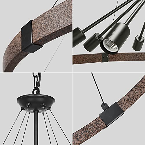 38.2'' Large Farmhouse Wagon Wheel Chandelier for Living Room