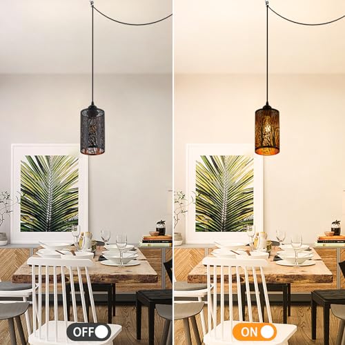 Industrial Black Plug in Pendant Light for Kitchen Island