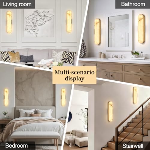 20inch Gold Alabaster Wall Lamp Tri