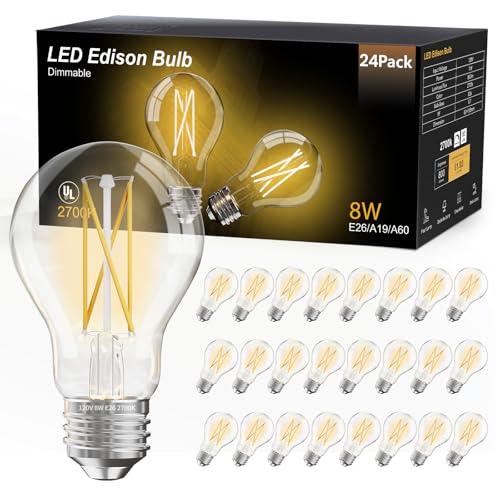 24 Pack A19 Vintage LED Edison Bulbs (24 Count)