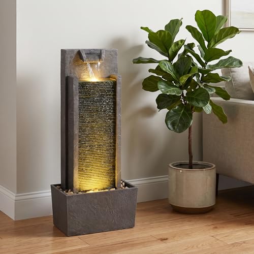 32 Inch Modern Straight Panel Water Fountain with LED Light