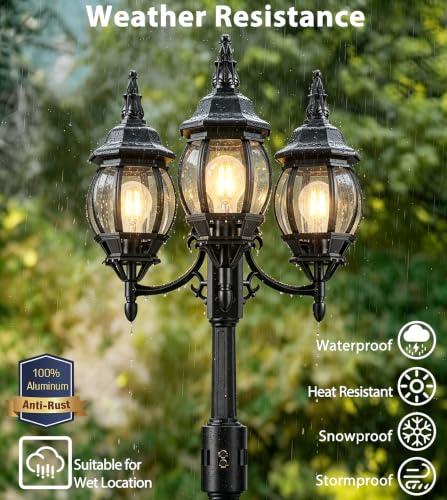 3 Head Motion Sensor Outdoor Post Lights
