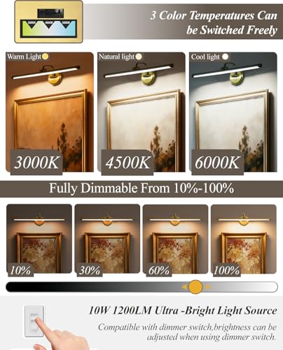 Hardwired Picture Light for Wall (Gold / 32 inches)