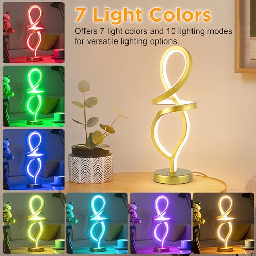 RGB Modern Small Table Lamp with LED Spiral Design