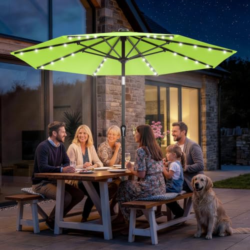 9FT Patio Umbrella with Solar Lights