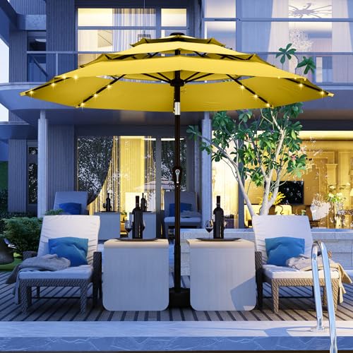 9ft 3 Tier Patio Umbrella with Solar Lights