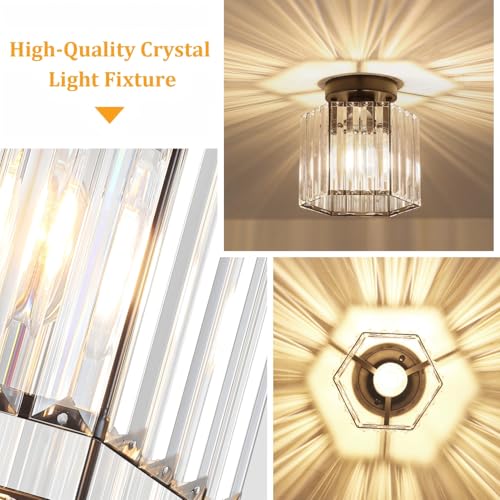 2 Pack Crystal Semi Flush Mount Ceiling Lights Entryway Light Fixture (2 Count)