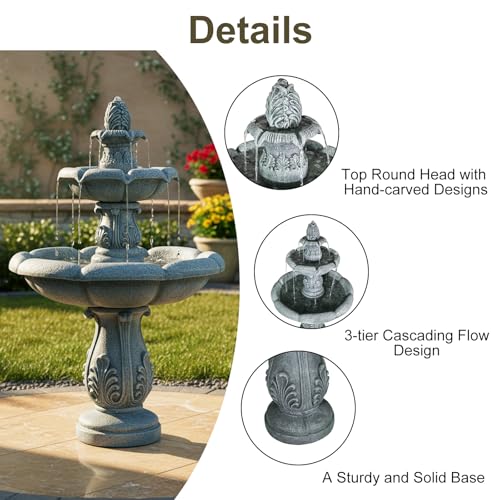 48" Grey Water Fountain Outdoor