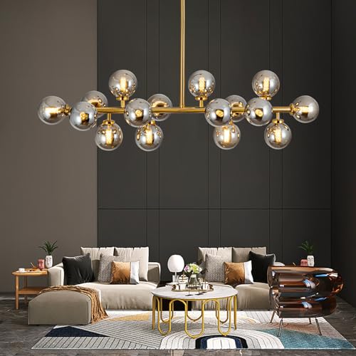 Modern Gold Chandelier Rectangle Pendant Light Sputnik Chandeliers Hanging Light Fixture 16