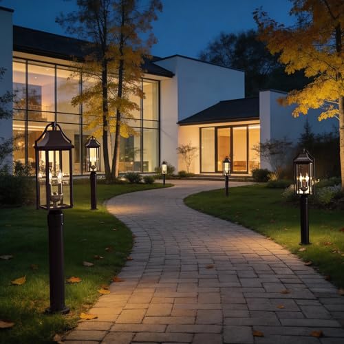 Waterproof 23IN Outdoor Post Lights with Pier Mount Base