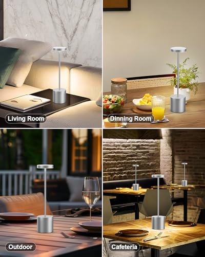 Silver Cordless Table Lamp Rechargeable (2 Count)