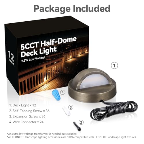 12 Pack 5CCT 3.74inch Low Voltage LED Deck Lights (12 Count)