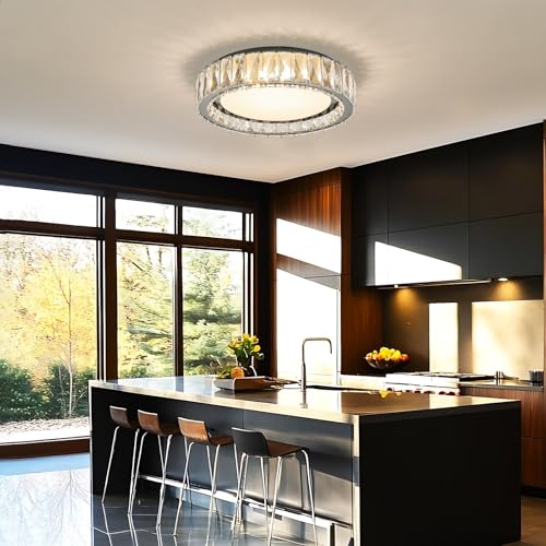 Dimmable Crystal Flush Mount Ceiling Light