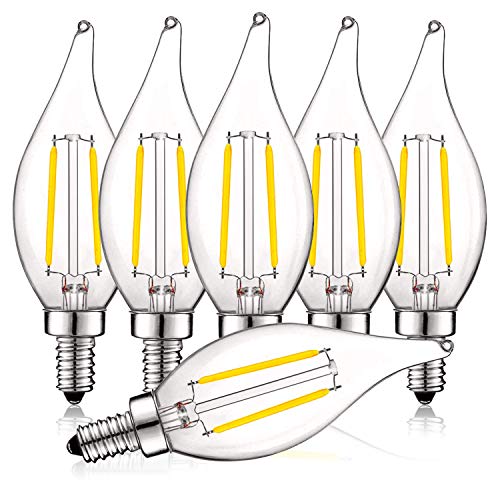4W Vintage Candelabra LED Bulbs Dimmable (6 Count)