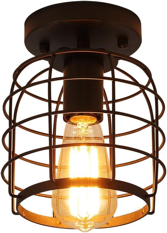 Industrial Vintage Flush Mount Ceiling Light (2 Count)