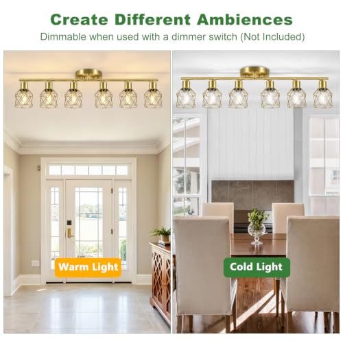 6 Lights Gold Semi Flush Mount Ceiling Light