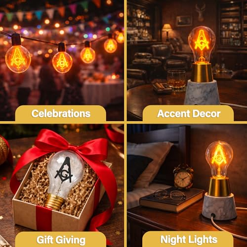 120V Freemason Square & Compass Masonic Light Bulbs (4 Count)