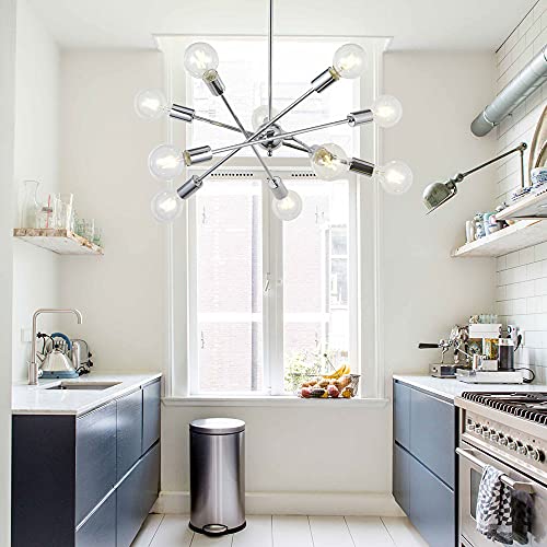 Sputnik Chandelier Chrome 10 Lights Pendant Lighting Modern Sputnik Light Vintage Ceiling Light Fixture UL Listed