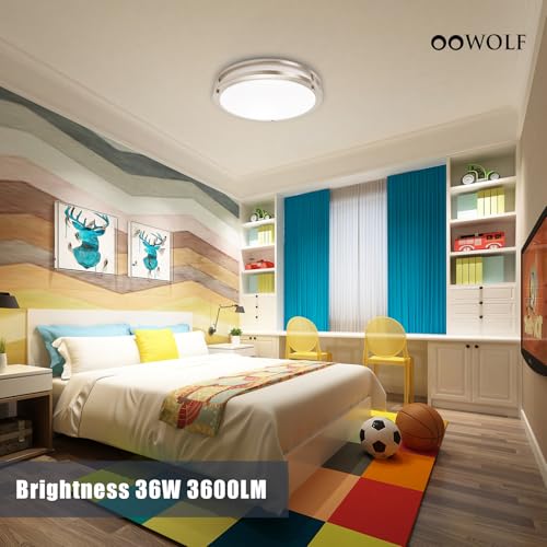 12inch LED Flush Mount Ceiling Light Fixture Dimmable Brushed Nickel (2 Count)
