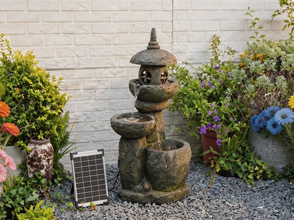 31.5" HZen Pagoda Outdoor Fountain Solar Powered