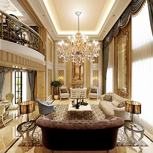 Luxury Cognac Crystal Chandelier 18 Lights