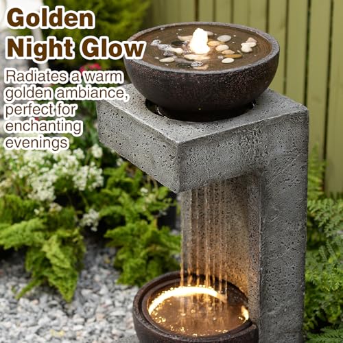 34h Modern Outdoor Water Fountain with Rain Curtain