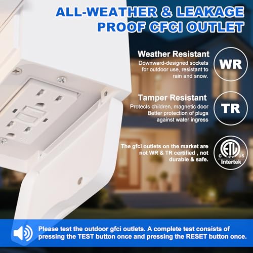 2 Pack White Porch Lights with GFCI Outlet