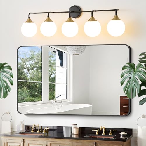 Black Gold Bathroom Light Fixtures Over Mirror Vanity 5