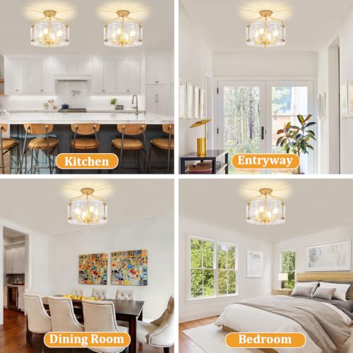 Modern Semi Flush Ceiling Light Gold Hallway Light Fixtures Entryway Lights