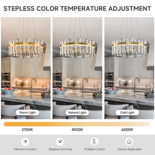 Led Gold Smoke Grey Crystal Chandelier