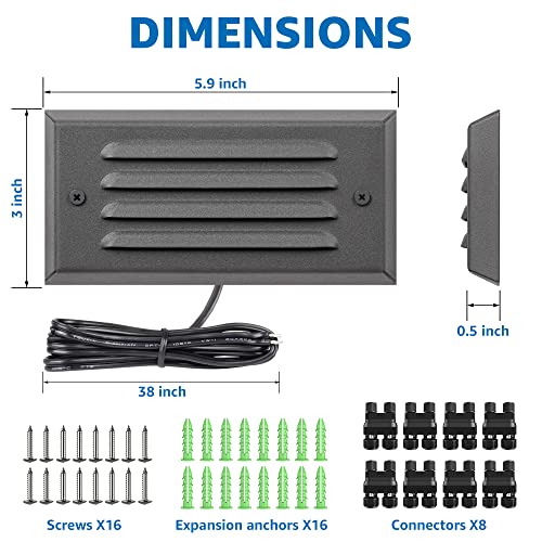 5W Low Voltage Step Lights 6 Inch Outdoor Brown Cast (8 Count)