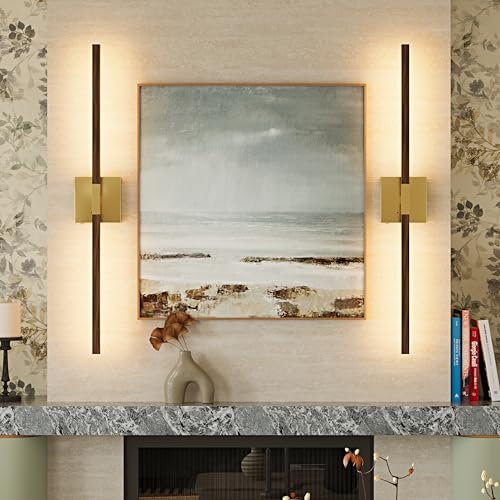 Gold & Walnut Battery Operated Wall Sconce with Remote Control