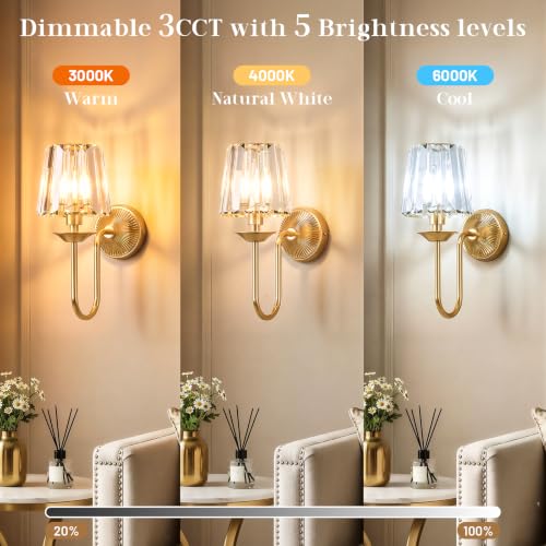 Gold Battery Operated Wall Sconces Set of Two