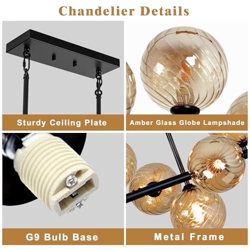 Linear Chandelier Modern 22 Lights Large Sputnik Chandelier Length 70 Inch