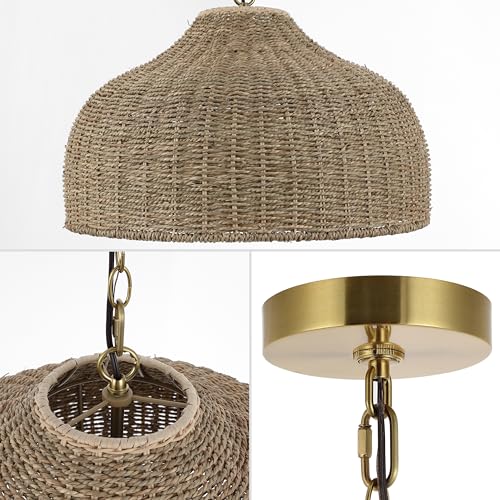 Eliza 1 Light Pendant Dome Rattan Metal 20"