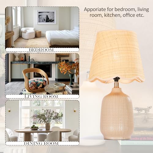 Set of 2 19" Modern Ceramic Table Lamp for Living Room Gray Camel Base Desk Lamps for Bedroom Farmhouse Bedside Nightstand Lamp End Table Lamps (2 Count)