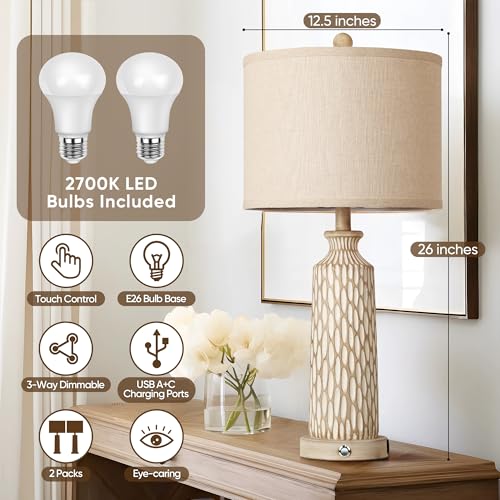 26" Lamps for Bedroom (2 Count)