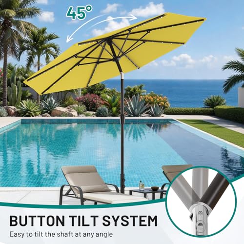 9FT Patio Umbrella with Solar Lights