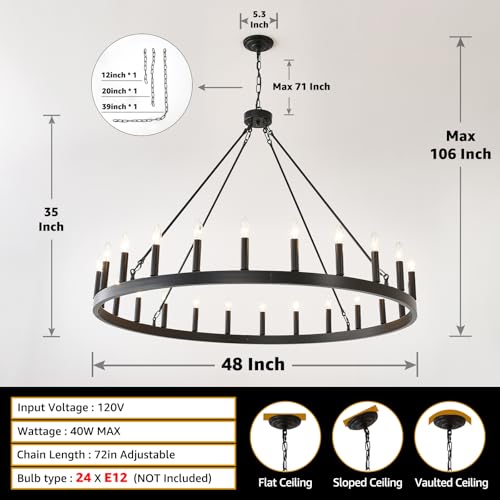 Black Farmhouse Chandelier 24