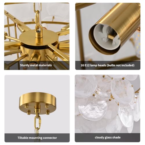 Large Gold Modern Glass Chandelier