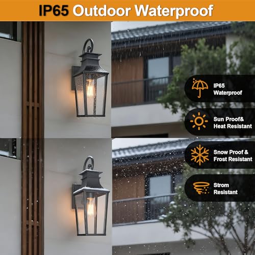ALVIME 19" Matte Black Large Outdoor Wall Sconce