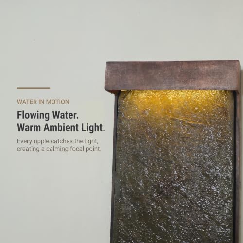 39.57 in Modern Indoor Outdoor Waterfall Fountain LED Resin Copper
