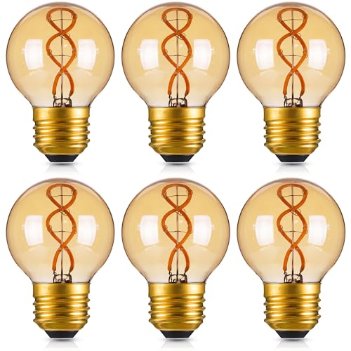 E26 Amber Edison Light Bulb 25 Watt Equal 3W G16.5 LED Bulbs (6 Count)