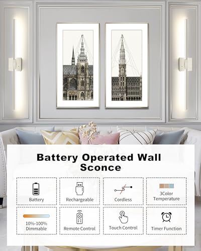 Nickel Battery Operated Wall Sconces Set of 2 (2 Count)