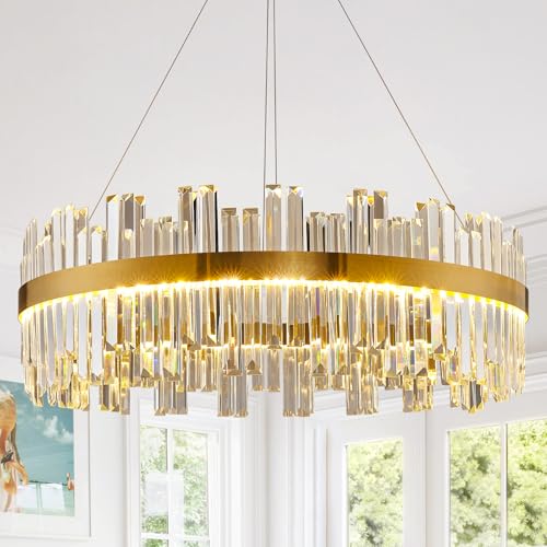 23.6" LED Gold Crystal Chandeliers